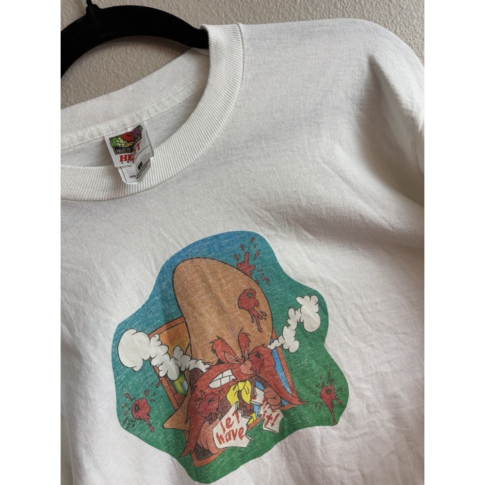 90's Yosemite Sam Tshirt Looney Tuned Men's Large Fruit of the Loom Heavy Cotton